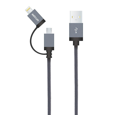 AC330 Micro USB + 8pin Charge &amp; Sync MFI Braided Cable