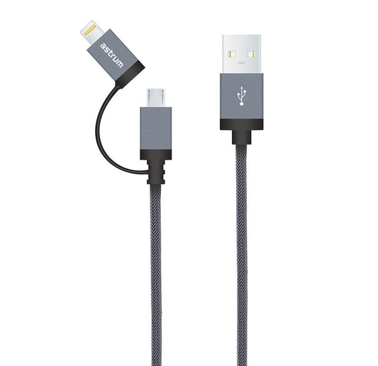 AC330 Micro USB + 8pin Charge &amp; Sync MFI Braided Cable