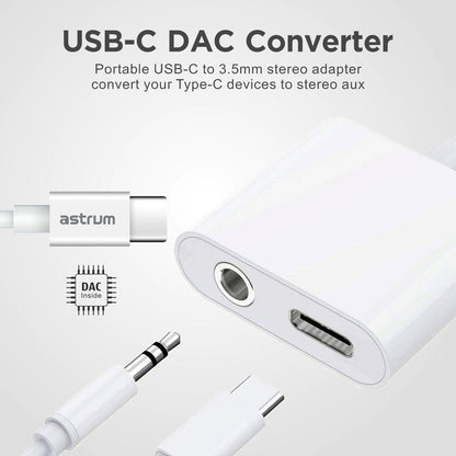 AS045 USB-C to Audio Aux DAC + USB-C Adapter