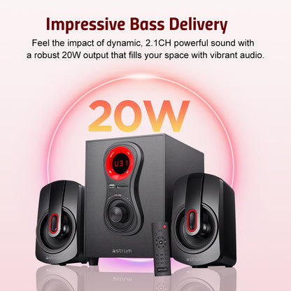SM040 2.1CH 20W Multimedia Speaker, Bluetooth SD Card USB FM Remote