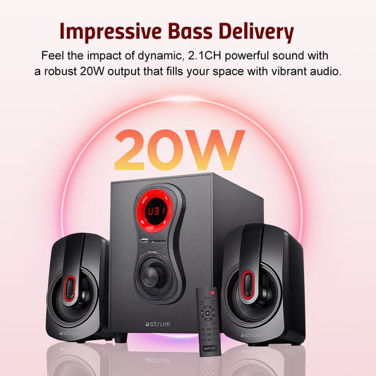 SM040 2.1CH 20W Multimedia Speaker, Bluetooth SD Card USB FM Remote