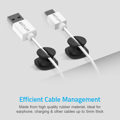 CO060 Mini Cable Organizer Clips – 4 Piece Set for Cable Management - Black
