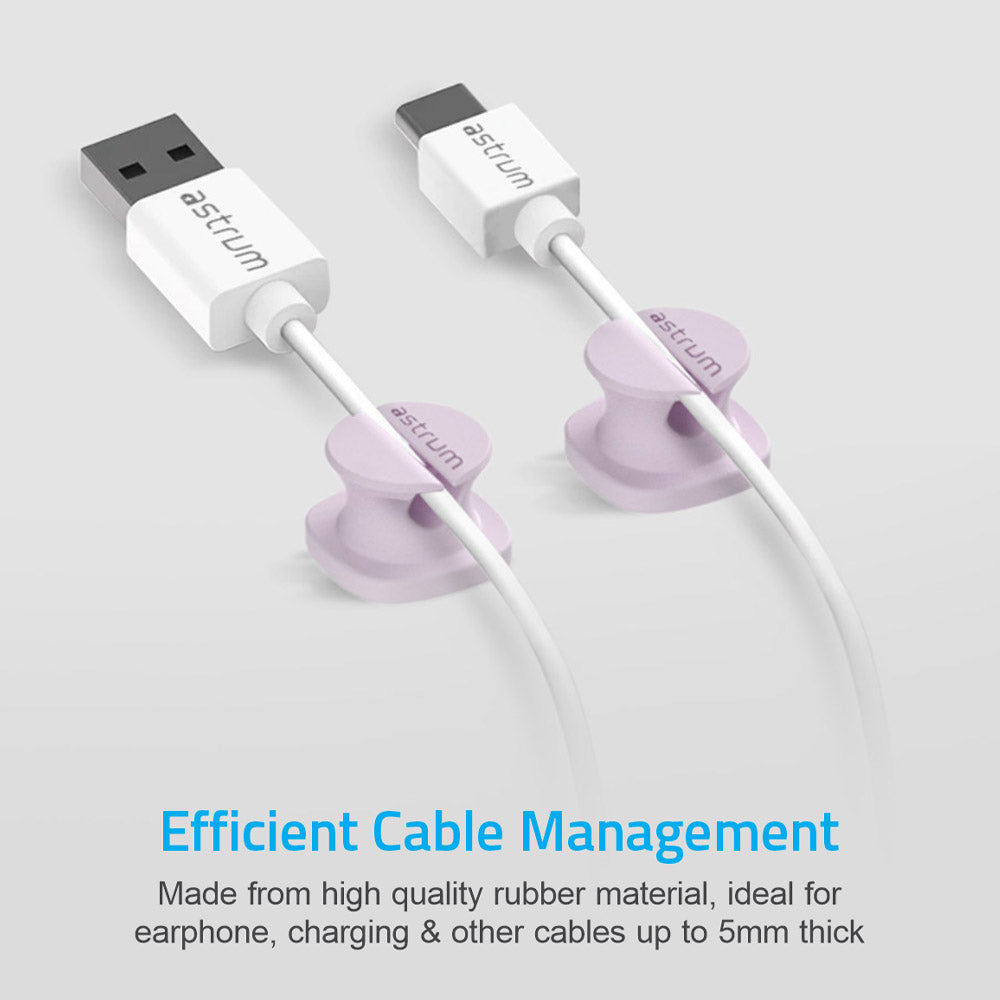 CO060 Mini Cable Organizer Clips - 4 Piece Set for Cable Management-Purple