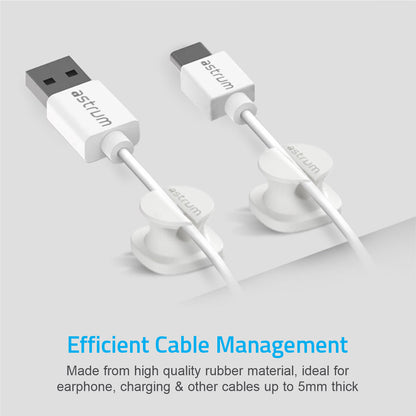 CO060 Mini Cable Organizer Clips – 4 Piece Set for Cable Management - White