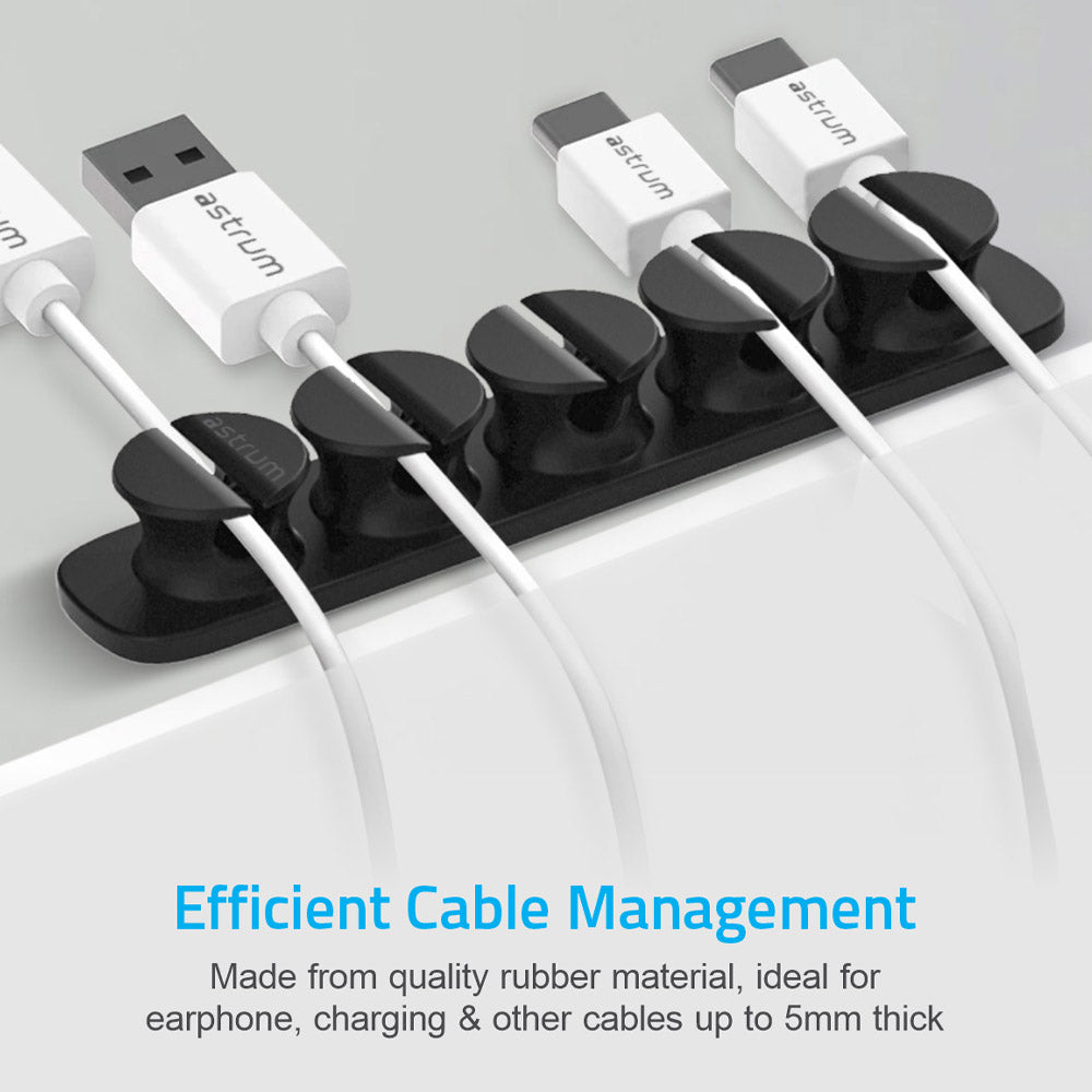 CO110 Cable Organizer Clips - 5 Bays, 4 Storage Compartments - Black