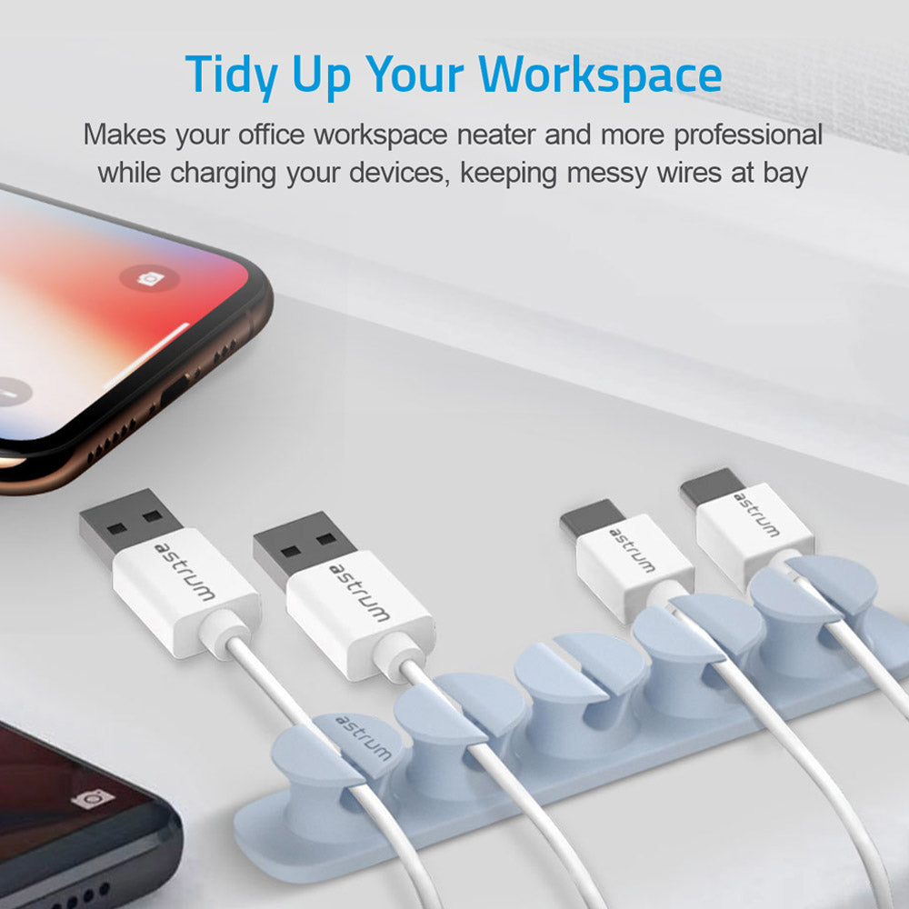 CO110 Cable Organizer Clips - 5 Bays, 4 Storage Compartments - Blue