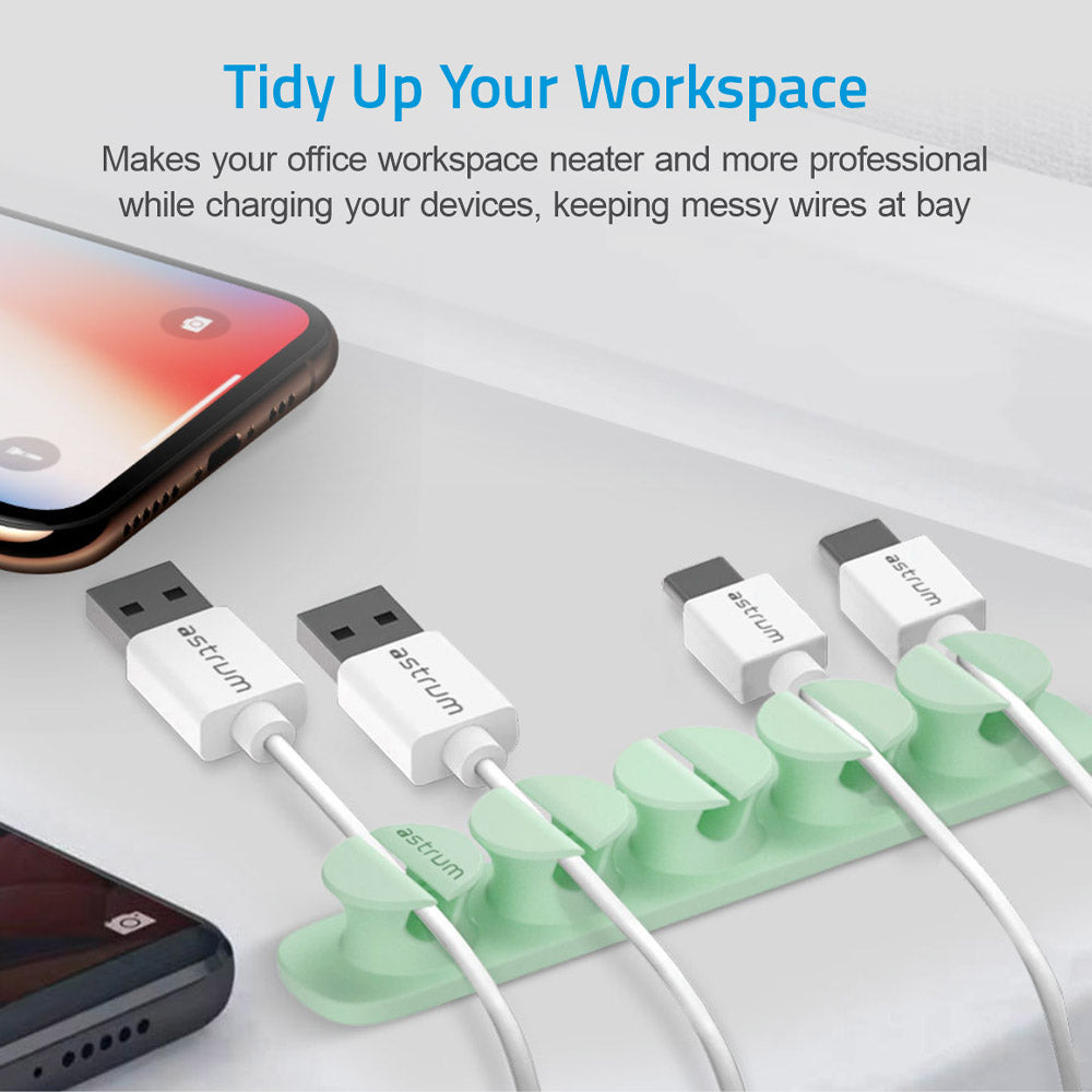 CO110 Cable Organizer Clips - 5 Bays, 4 Storage Compartments - Green