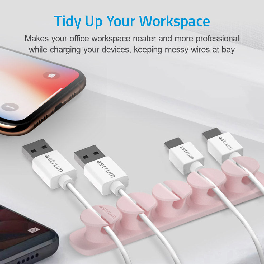 CO110 Cable Organizer Clips - 5 Bays, 4 Storage Compartments - Pink
