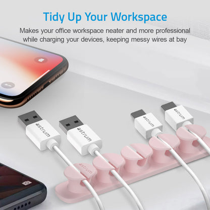CO110 Cable Organizer Clips - 5 Bays, 4 Storage Compartments - Pink