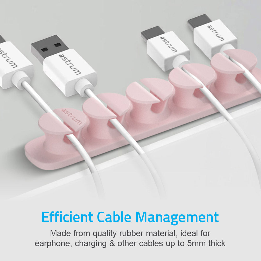 CO110 Cable Organizer Clips - 5 Bays, 4 Storage Compartments - Pink