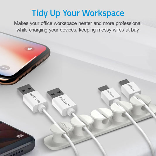 CO110 Cable Organizer Clips - 5 Bays, 4 Storage Compartments - White