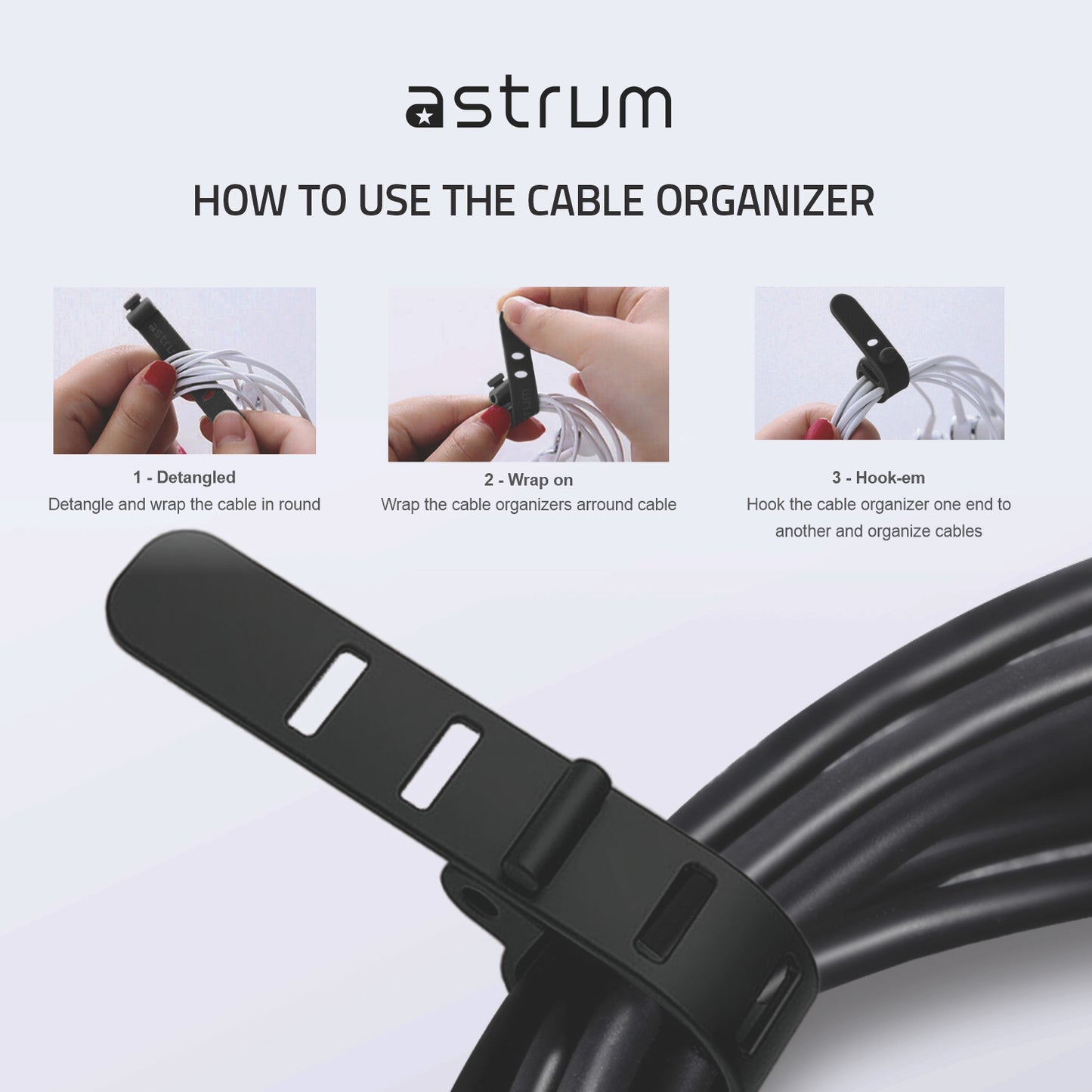 CO210 10-Pack Silicon Cable Organizer Straps for Efficient Cable Management and Organization