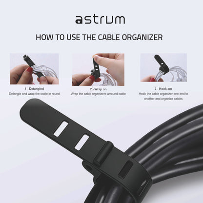 CO210 10-Pack Silicon Cable Organizer Straps for Efficient Cable Management and Organization