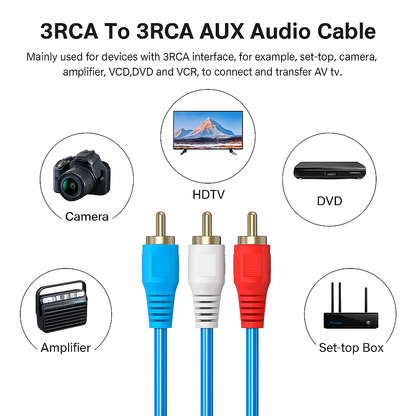 RC305 3RCA Male to Male AV Stereo 5.0m Cable