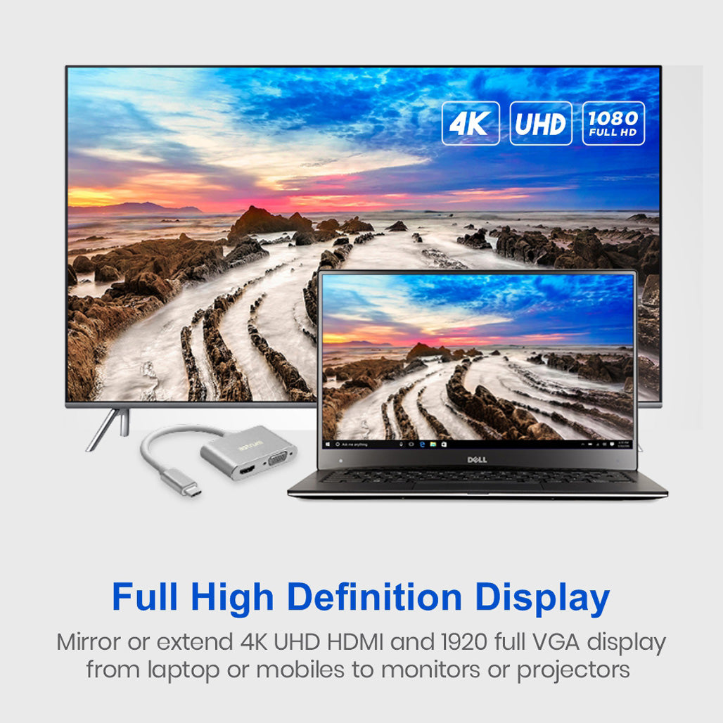 USB-C to VGA &amp; HDMI Adapter | 4K HDMI + 1080P VGA -  DA660