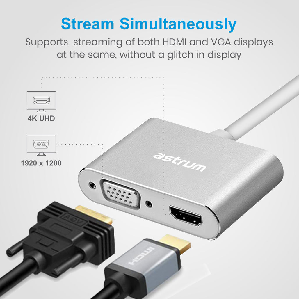 USB-C to VGA &amp; HDMI Adapter | 4K HDMI + 1080P VGA -  DA660