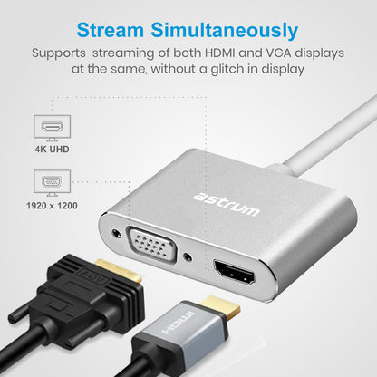 USB-C to VGA &amp; HDMI Adapter | 4K HDMI + 1080P VGA -  DA660