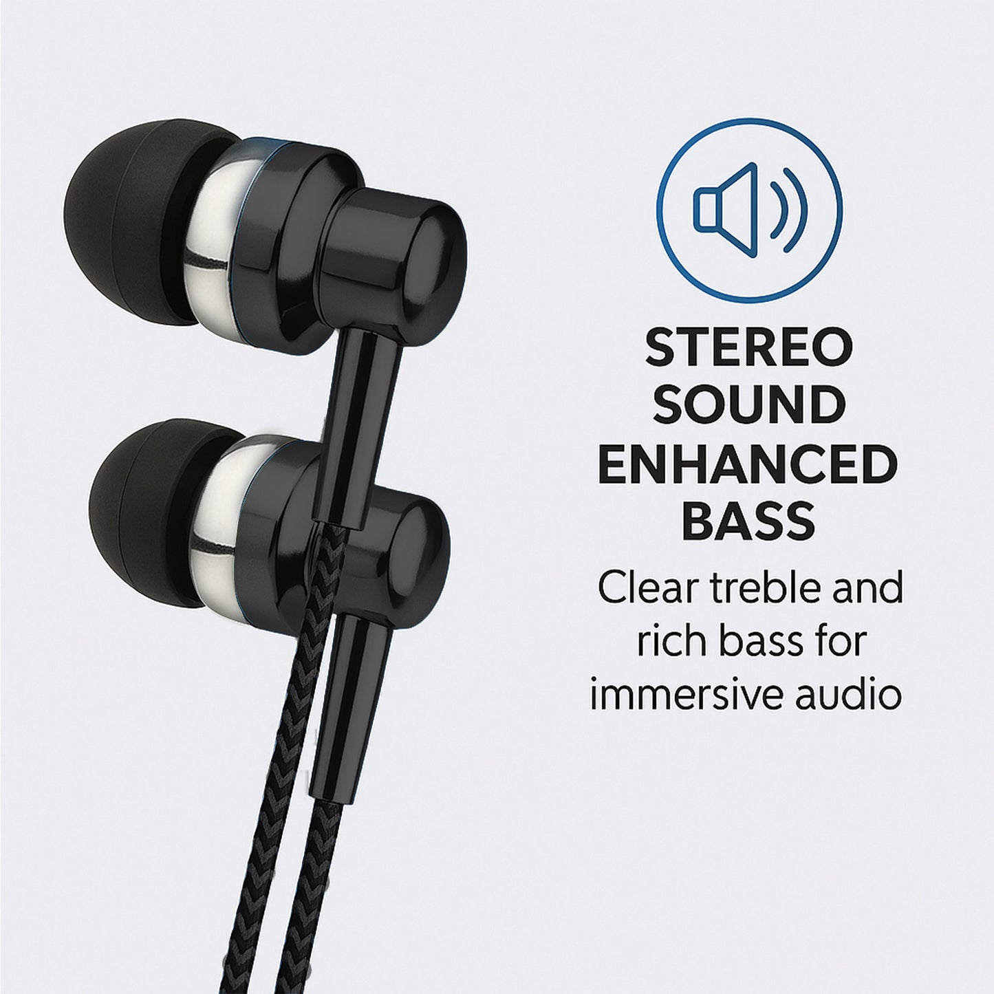 EB250 Electro Painted Stereo Earphones with Mic - Black