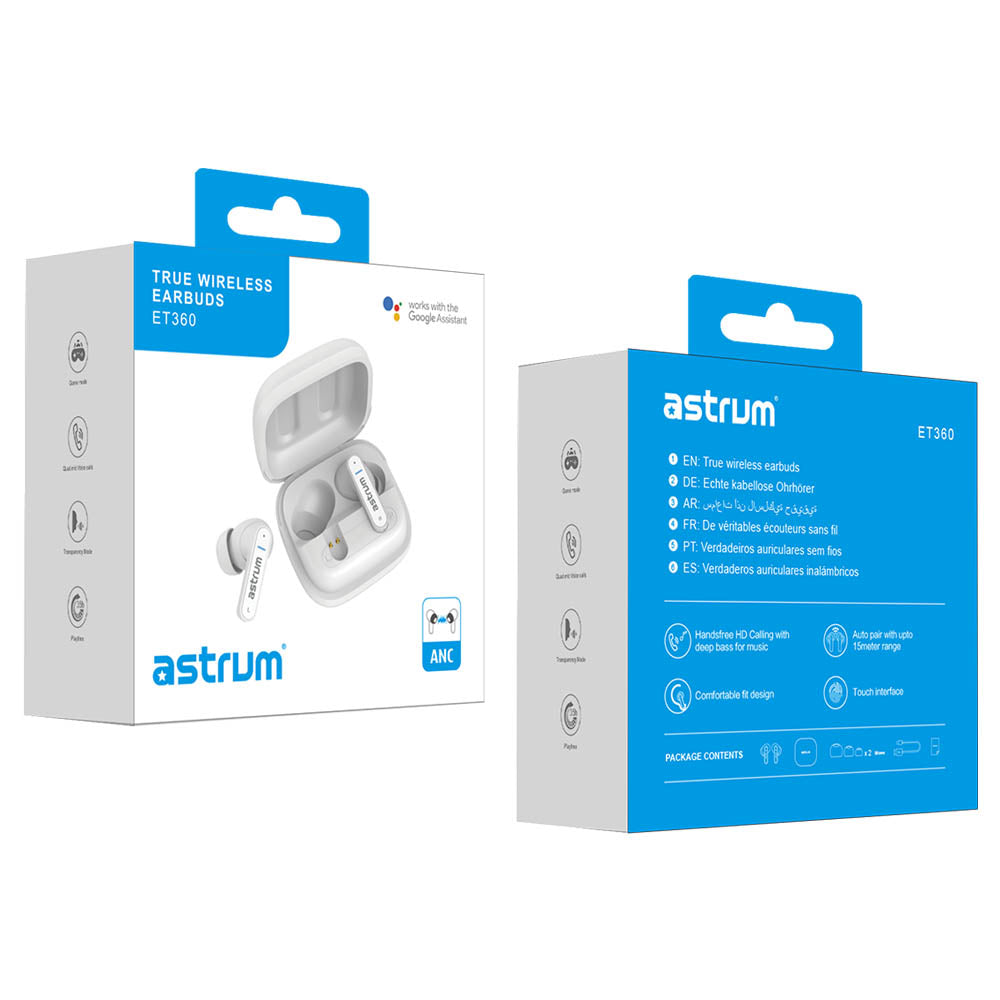 ET360 True Wireless Bluetooth Earbuds - White