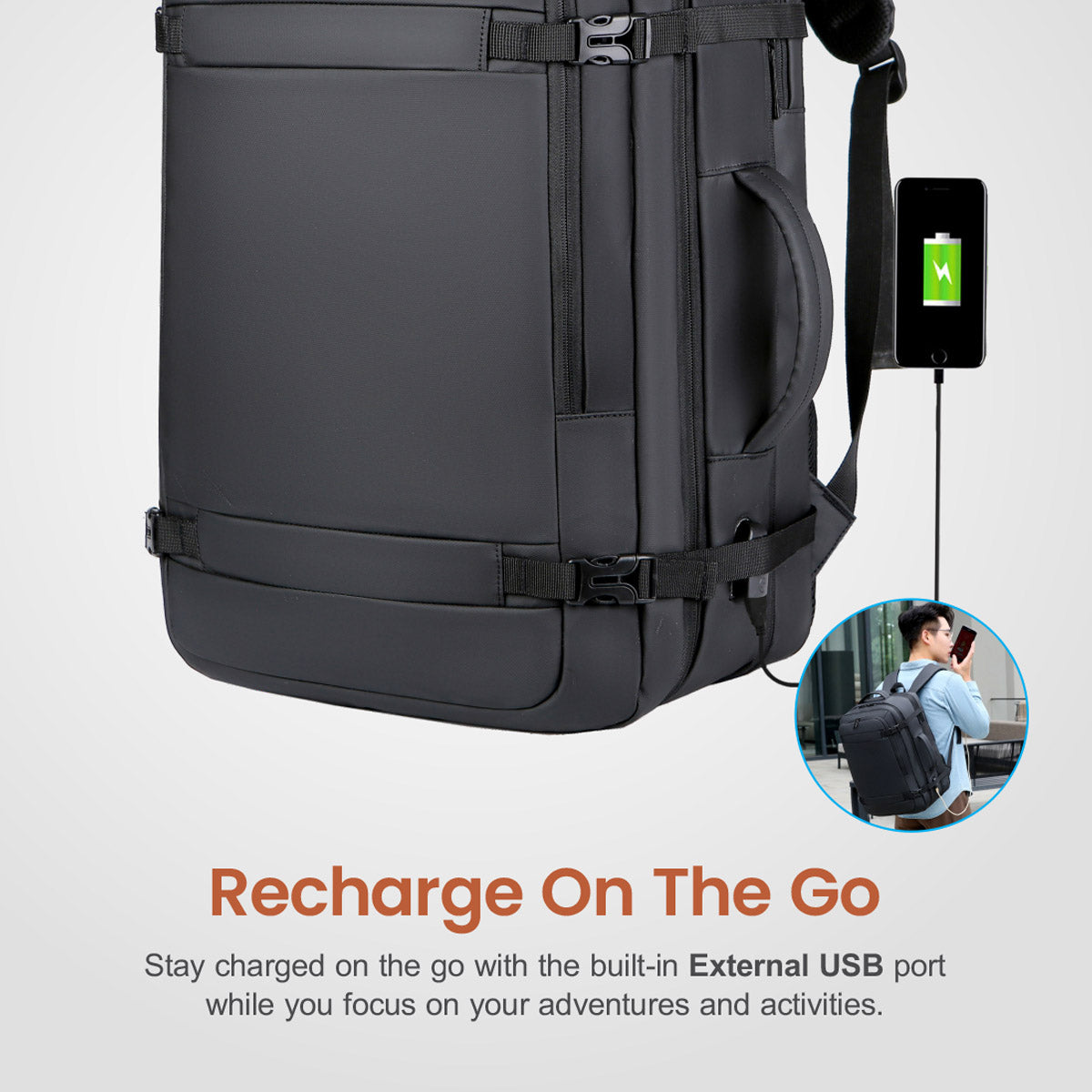 LB310 Backpack PU Travel Expend Black