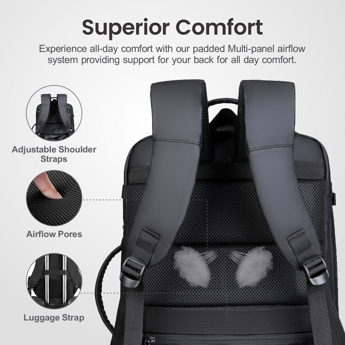 LB310 Backpack PU Travel Expend Black