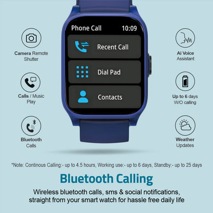 MT310 Smart Watch 2.01" HD IPX68 with BT Calls Sports HR BP BO - Blue