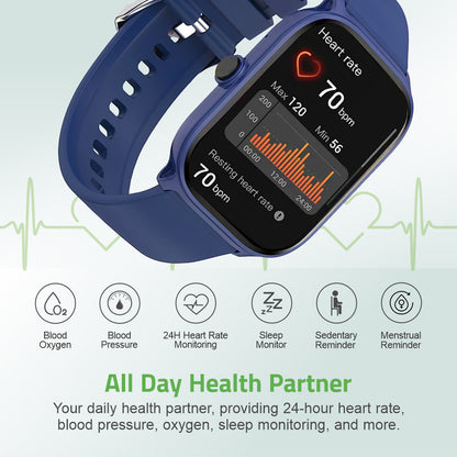 MT310 Smart Watch 2.01" HD IPX68 with BT Calls Sports HR BP BO - Blue