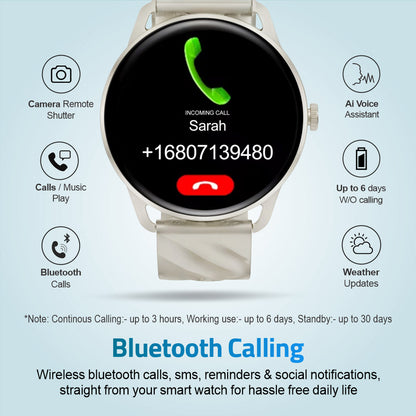 MT410 Smart Watch 1.39" HD IPX68 with BT Calls Sports HR BP BO - Silver