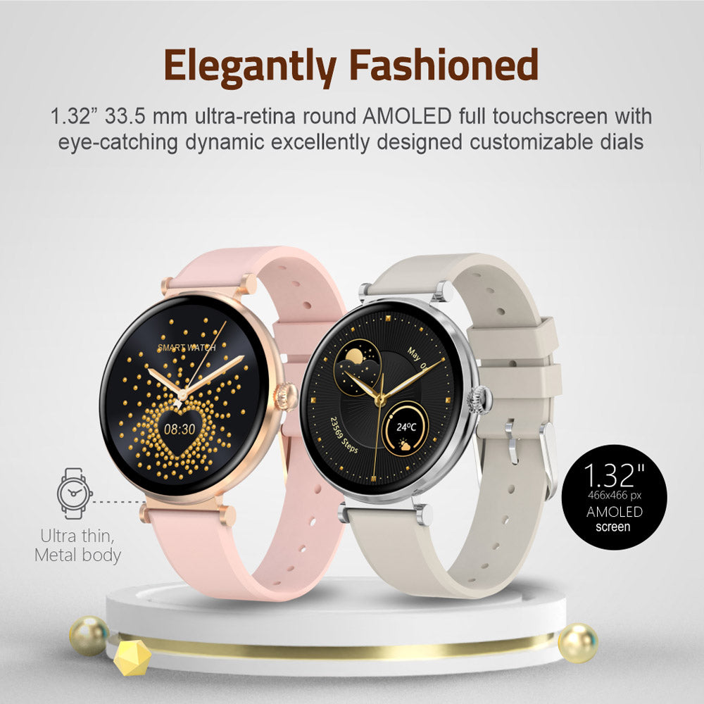 MT510 Smart Watch 1.32" AMOLED IPX68 with BT Calls Sports HR BP BO - Silver