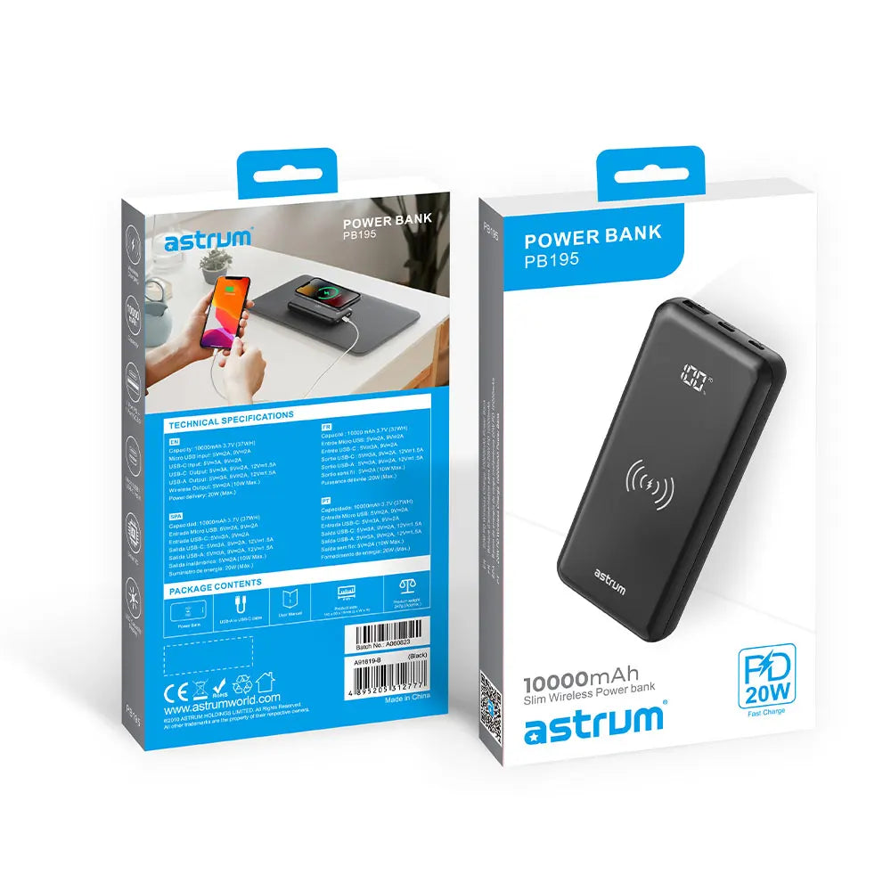 PB195 Power Bank 10K W/L10W PD20W TC USB