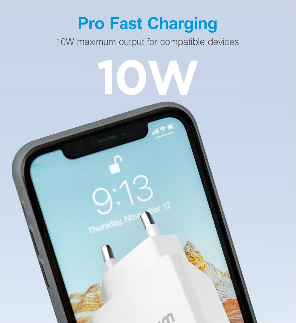 Pro U20 10W USB-A Travel Wall Charger - Black