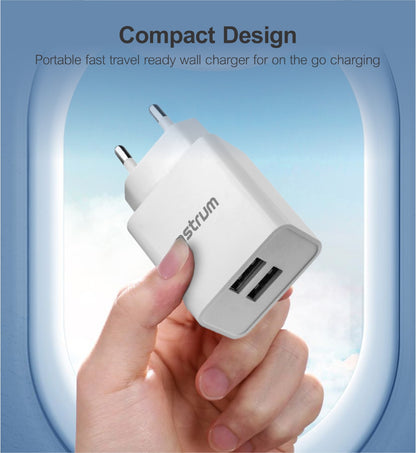 Pro Dual U24 12W Dual USB Travel Wall Charger + USB-C Cable - Black