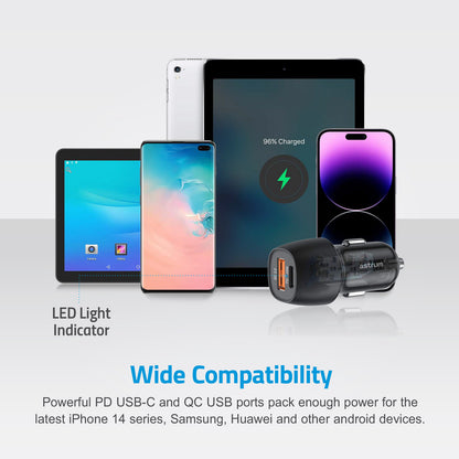 Pro Go PD20 20W USB-C PD 3A Dual USB Travel Car Charger