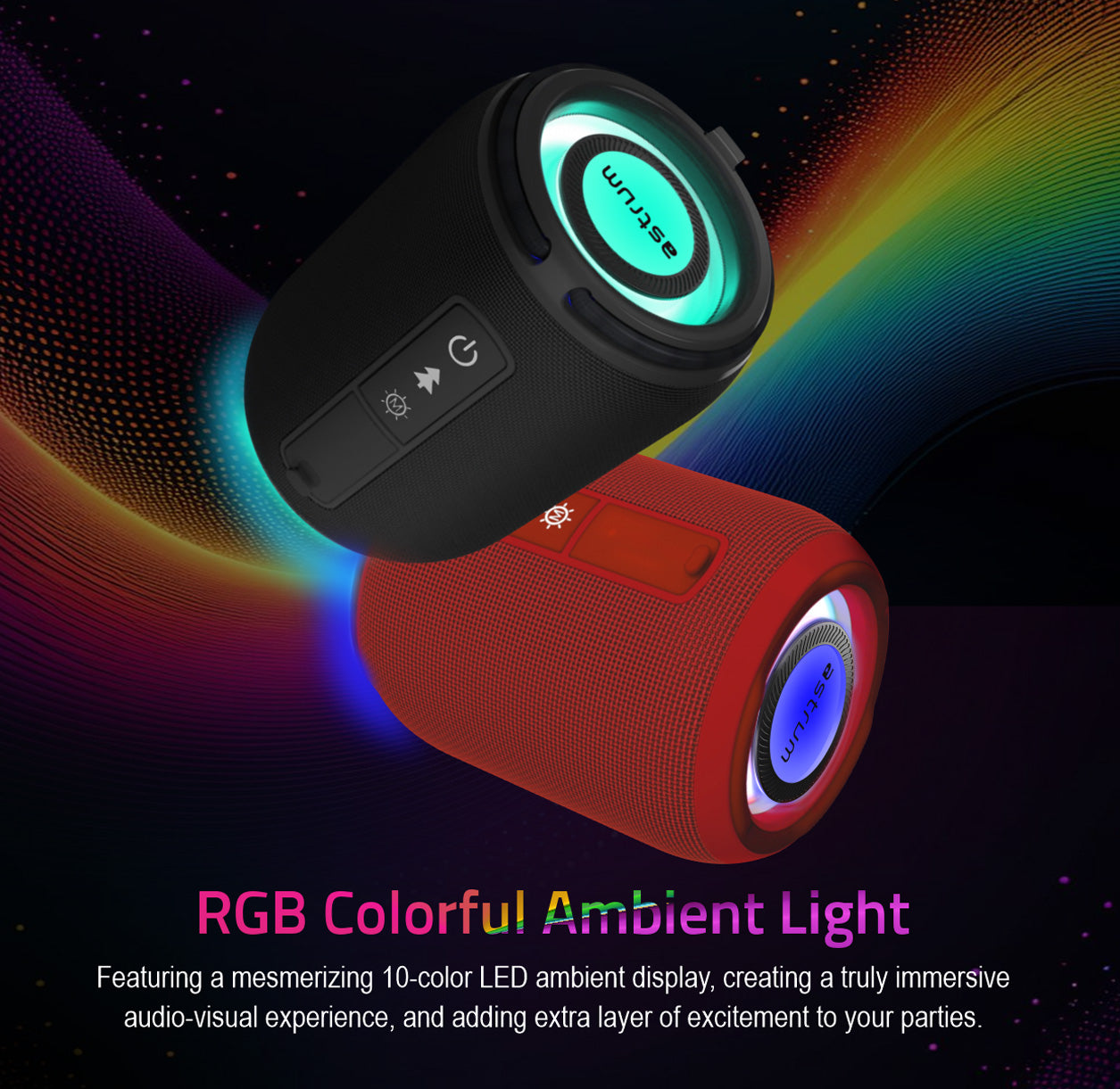 SP110 Portable Bluetooth Speaker 5.3, TF Card FM USB RGB Light TWS