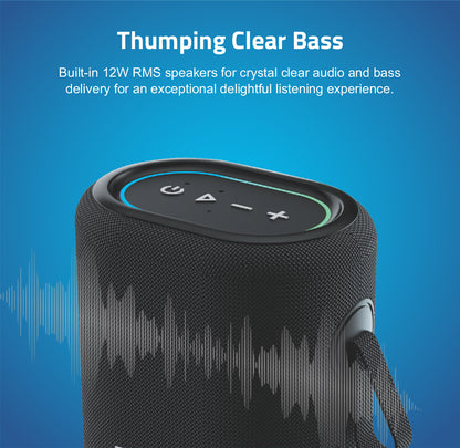 SP150 Bluetooth Waterproof IP6 Speaker 12W  LED TWS TF USB AUX MIC
