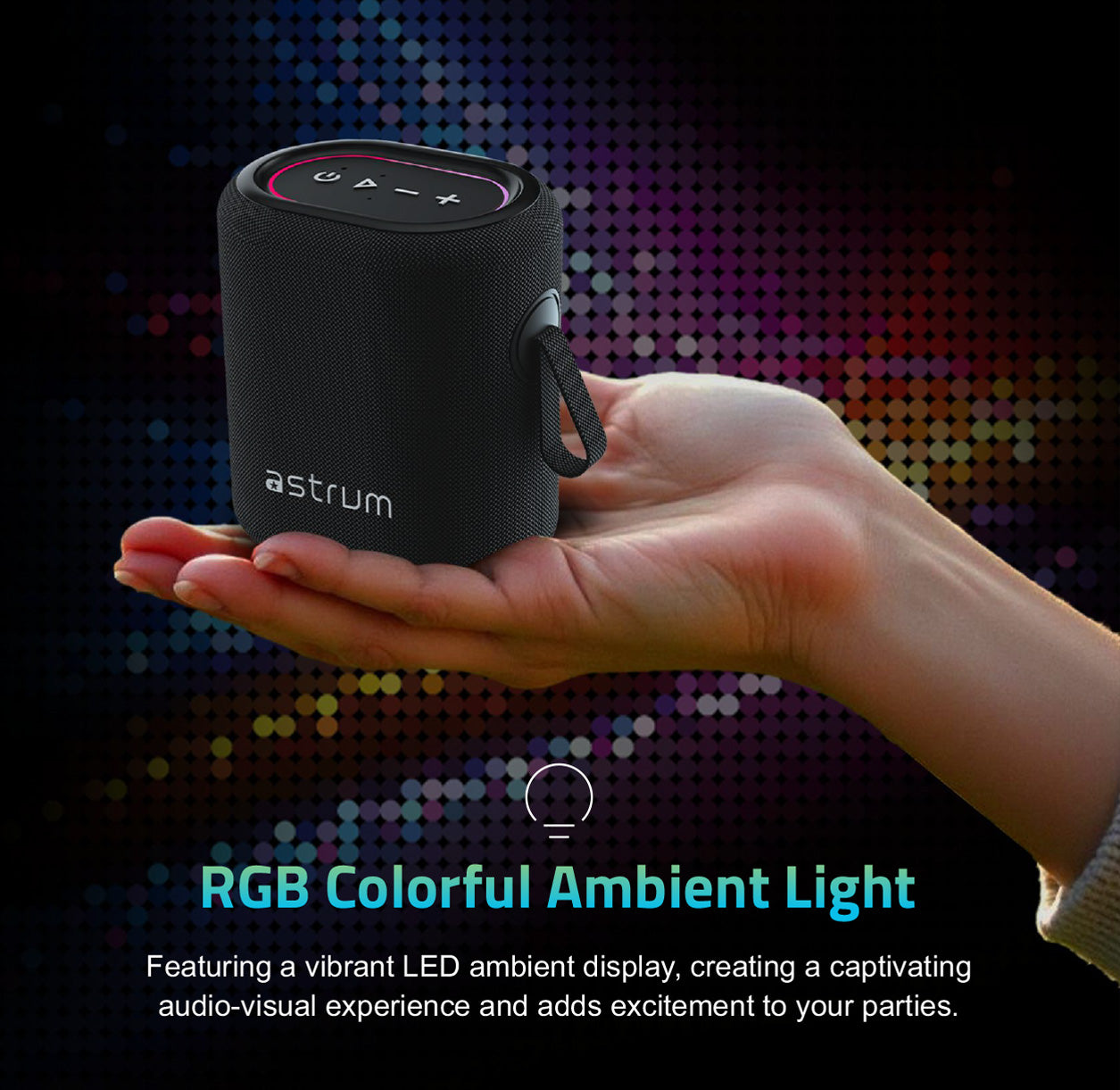 SP150 Bluetooth Waterproof IP6 Speaker 12W  LED TWS TF USB AUX MIC