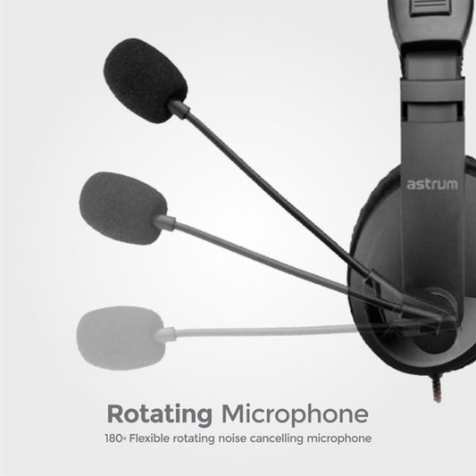 HS220 Over-Ear Wired Stereo Headset with Rotating Mic - Black