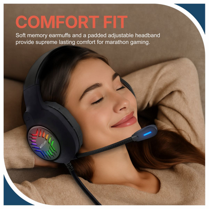 USB Wired Gaming Headset - 7.1 Surround Sound, RGB, Boom Mic - HG200