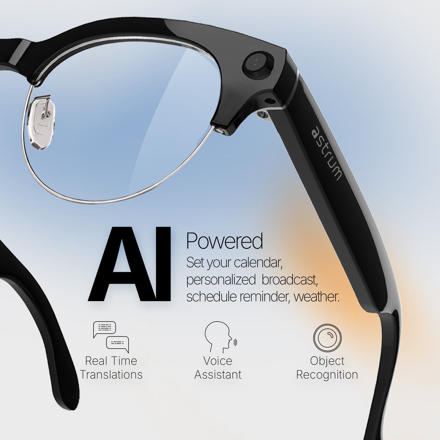 SG-V03H Smart Glass Oval Half Frame CAM