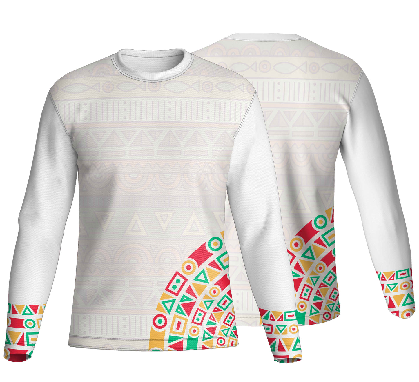 Unisex Long Sleeve Crew Neck T-Shirt | Drop Needle Square | Africa Design