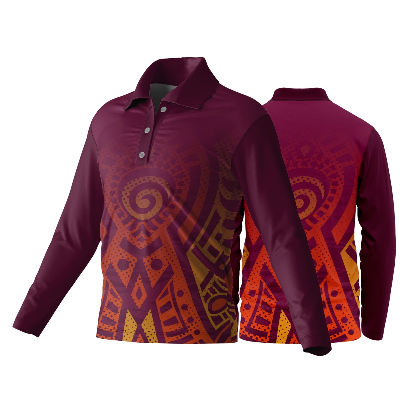 Unisex Long Sleeve Golf Shirt | Drop Needle Square | Africa Design