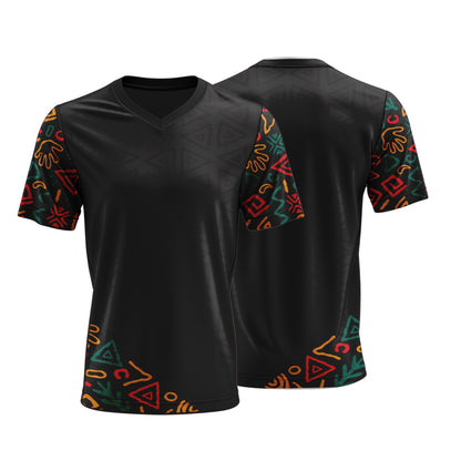 Unisex Short Sleeve V-Neck T-Shirt | Drop Needle Square | Africa Design