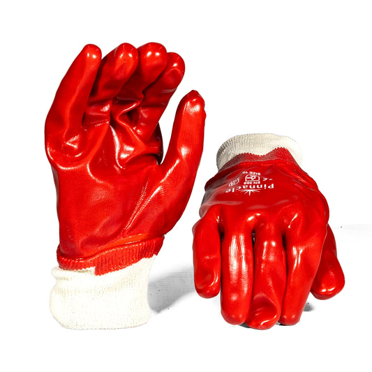 PVC Red Knit Wrist Glove – Pack Of 12 Pairs