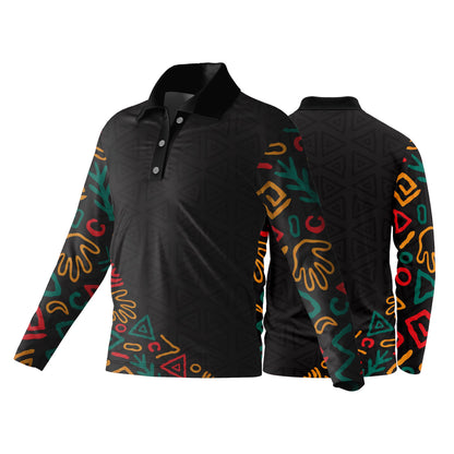 Unisex Long Sleeve Golf Shirt | Drop Needle Square | Africa Design