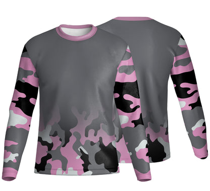 Unisex Long Sleeve Crew Neck T-Shirt | Drop Needle Square | Camo Design