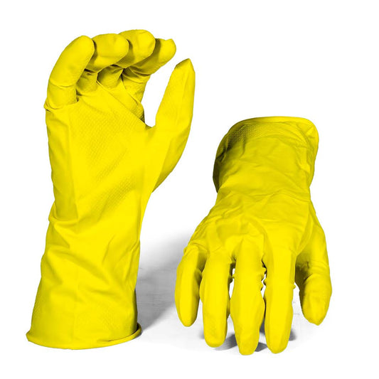 Yellow Household Glove Flock Liner L – Pack Of 12 Pairs