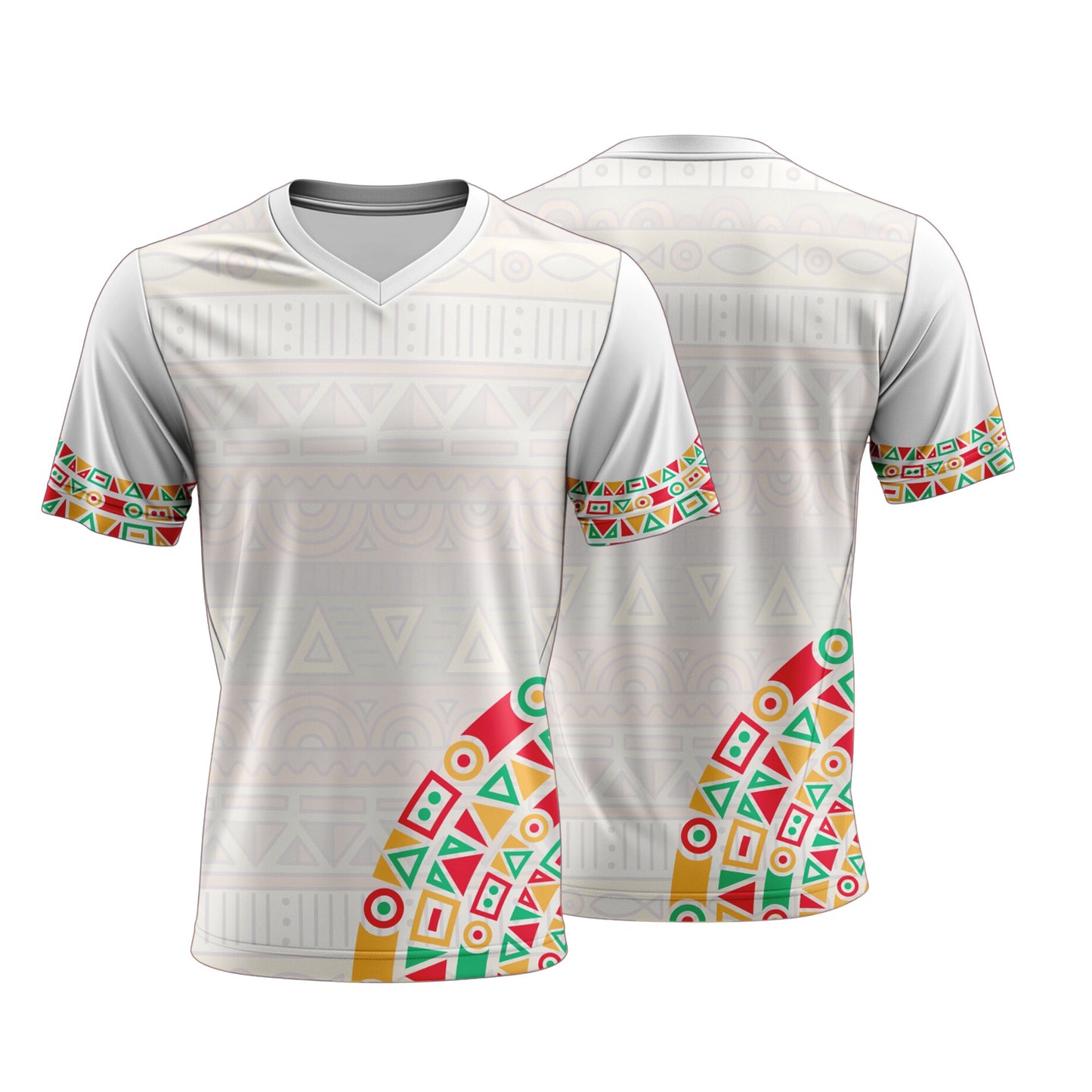 Unisex Short Sleeve V-Neck T-Shirt | Drop Needle Square | Africa Design