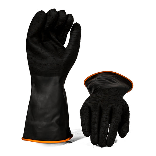 Black Industrial Rubber Glove Rough Palm 35cm – Pack Of 12 Pairs