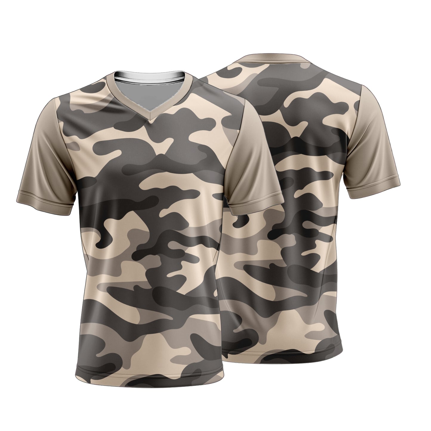 Unisex Short Sleeve V-Neck T-Shirt | Birdseye | Camo Design