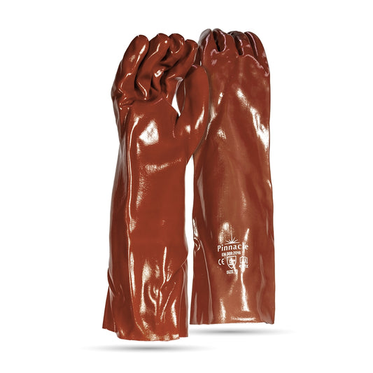 PVC Brown Smooth Palm Glove 40cm – Pack Of 12 Pairs